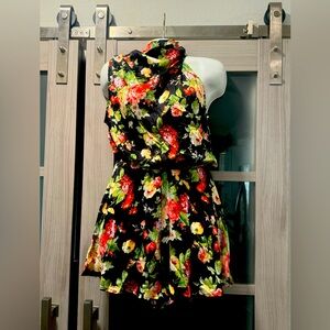 Hello Molly Satin, sleeveless black romper. NWT